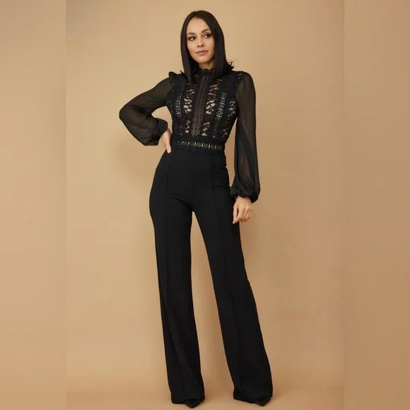 170 Crochet Jumpsuit Black - Picture 1 of 3